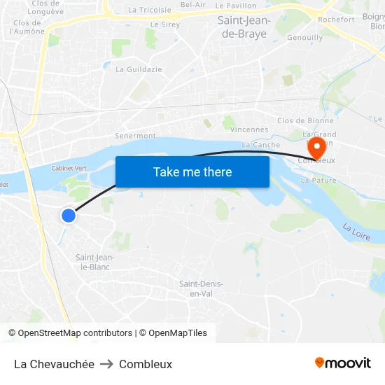 La Chevauchée to Combleux map