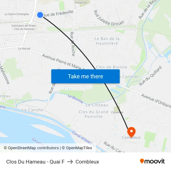 Clos Du Hameau - Quai F to Combleux map