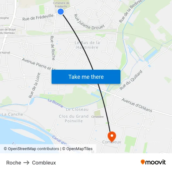 Roche to Combleux map