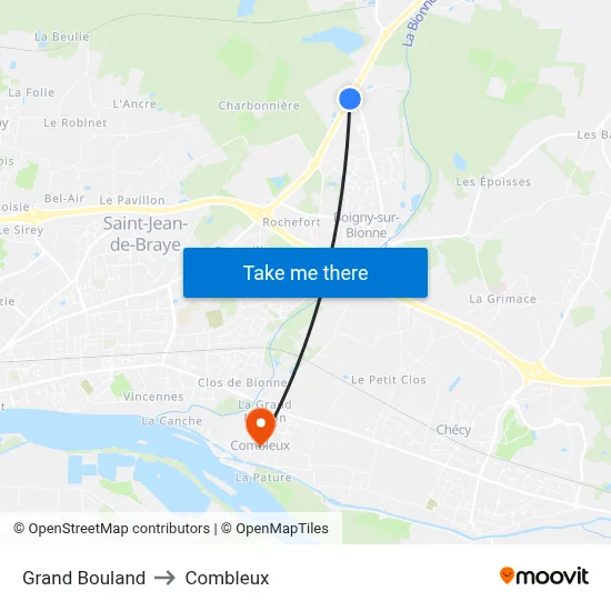 Grand Bouland to Combleux map