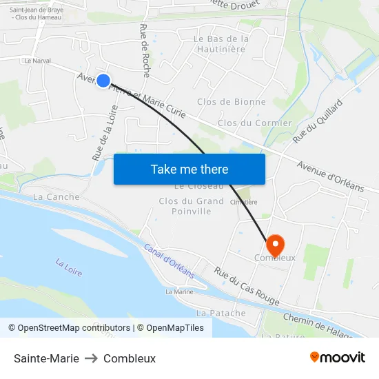 Sainte-Marie to Combleux map