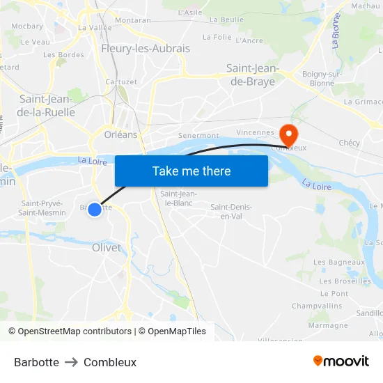 Barbotte to Combleux map