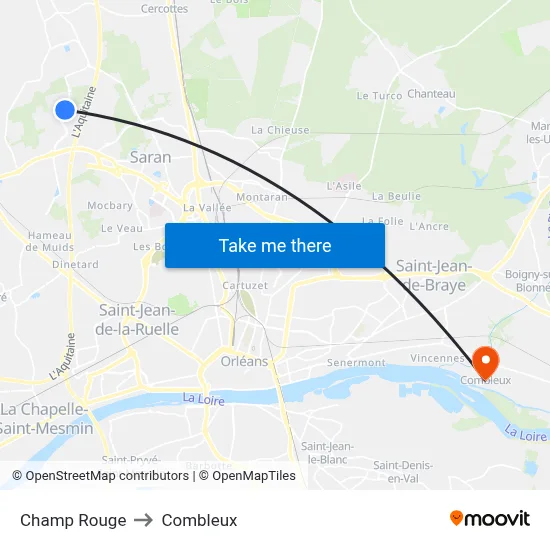 Champ Rouge to Combleux map