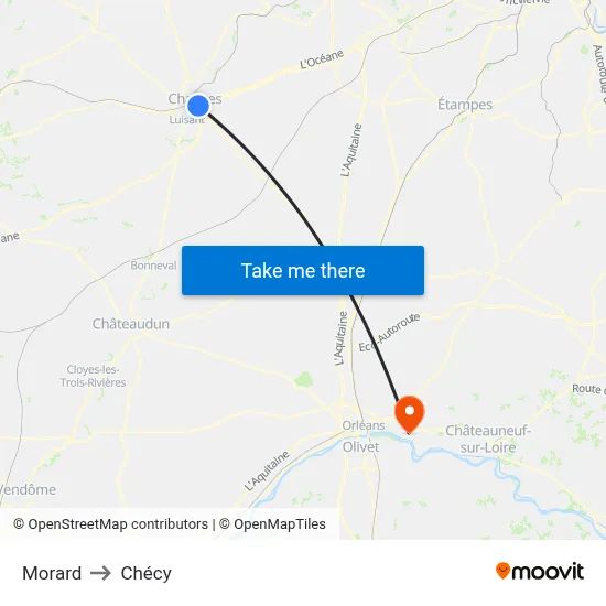 Morard to Chécy map