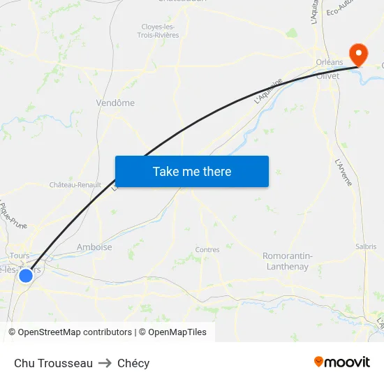 Chu Trousseau to Chécy map