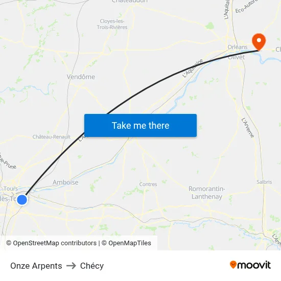 Onze Arpents to Chécy map