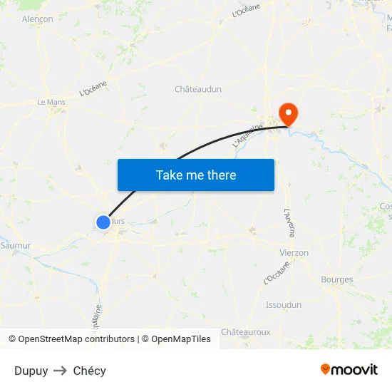 Dupuy to Chécy map