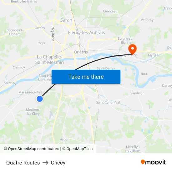 Quatre Routes to Chécy map