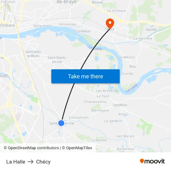 La Halle to Chécy map