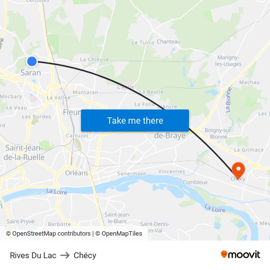 Rives Du Lac to Chécy map
