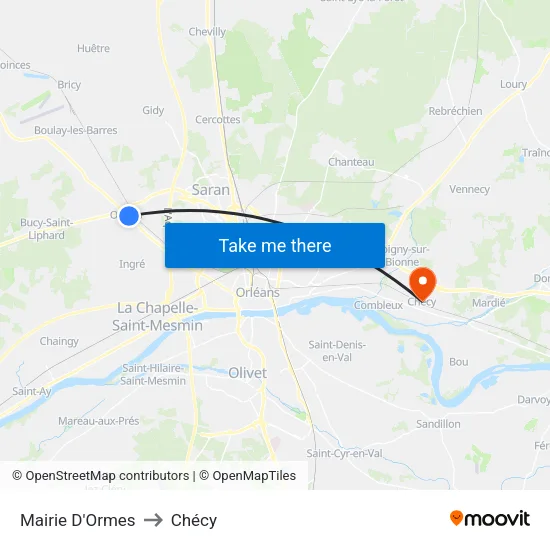 Mairie D'Ormes to Chécy map