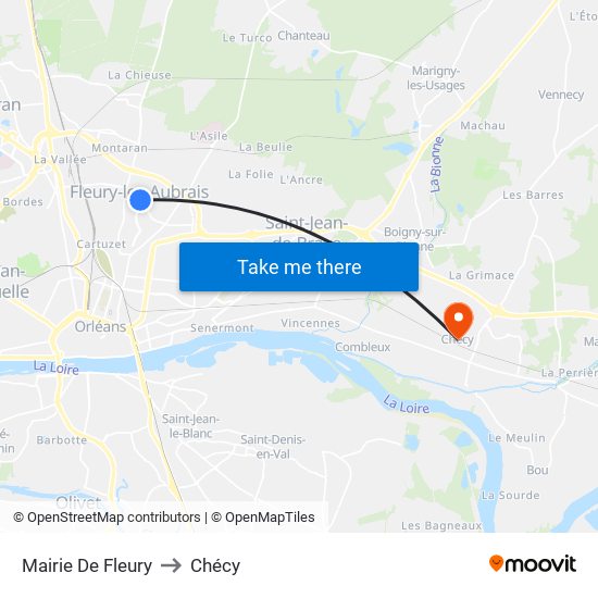 Mairie De Fleury to Chécy map