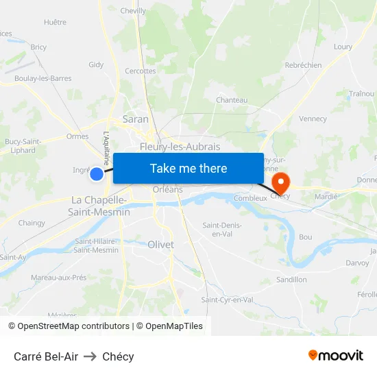 Carré Bel-Air to Chécy map