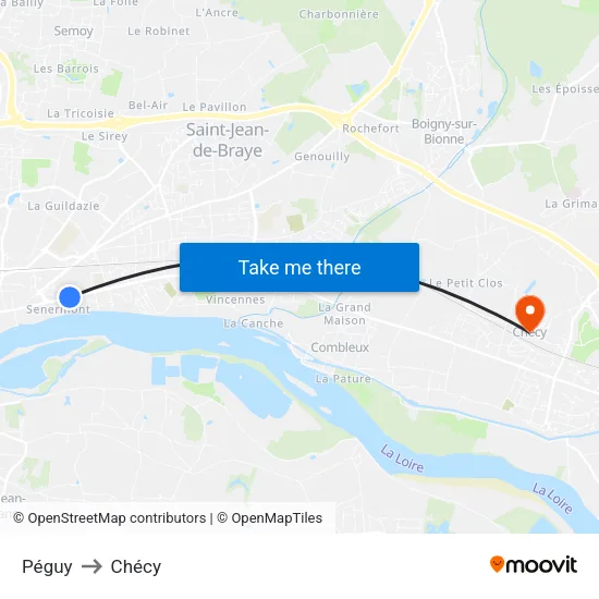Péguy to Chécy map