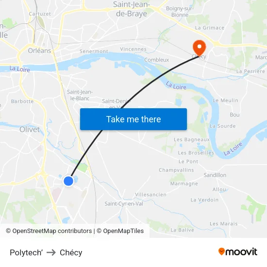 Polytech to Chécy map