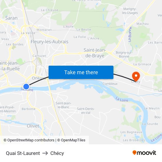 Quai St-Laurent to Chécy map