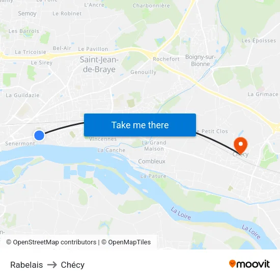 Rabelais to Chécy map