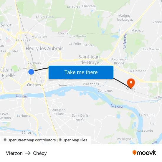 Vierzon to Chécy map
