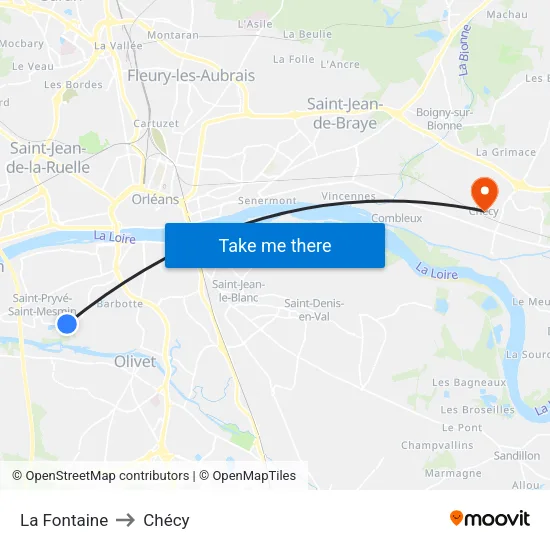 La Fontaine to Chécy map