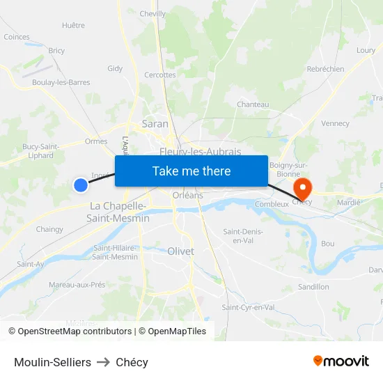 Moulin-Selliers to Chécy map