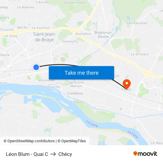 Léon Blum - Quai C to Chécy map