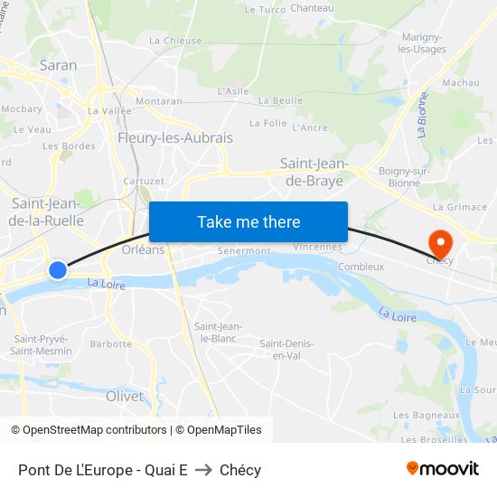Pont De L'Europe - Quai E to Chécy map