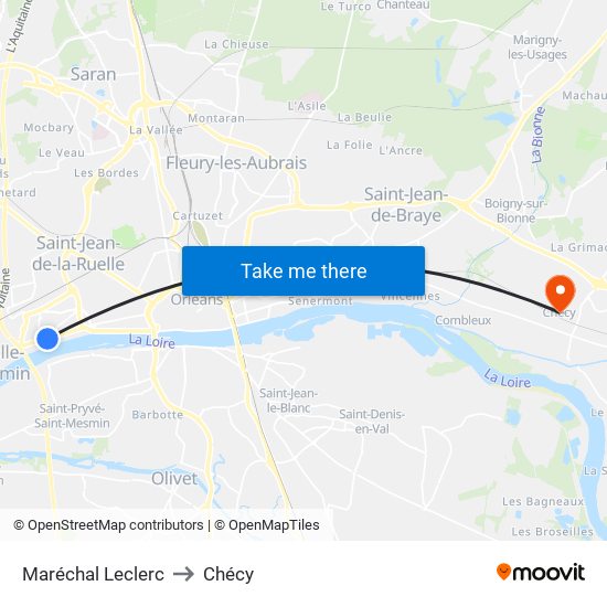 Maréchal Leclerc to Chécy map