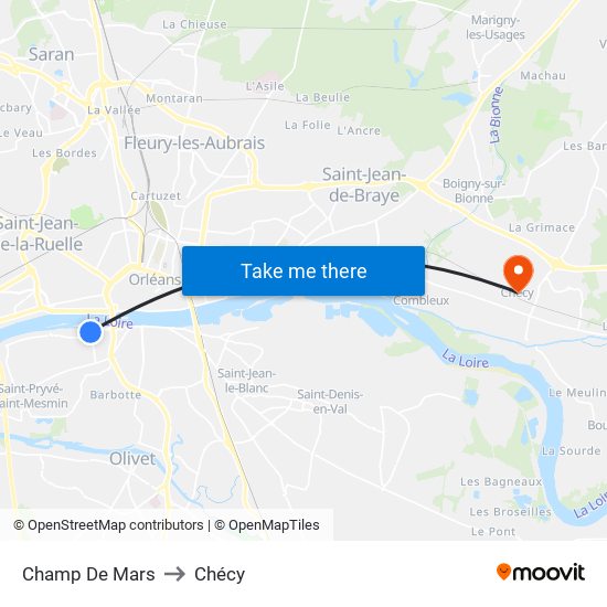 Champ De Mars to Chécy map
