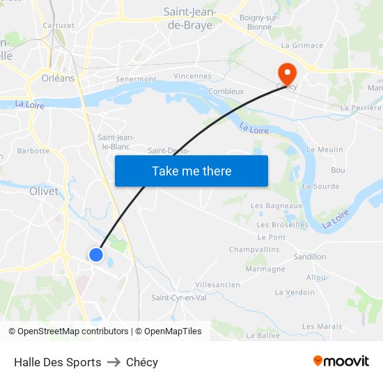 Halle Des Sports to Chécy map