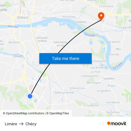 Limère to Chécy map
