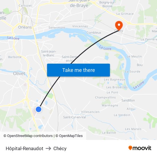 Hôpital-Renaudot to Chécy map