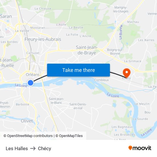 Les Halles to Chécy map