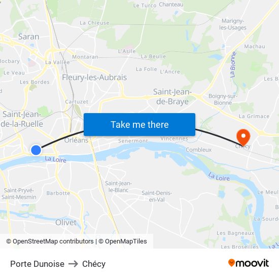 Porte Dunoise to Chécy map