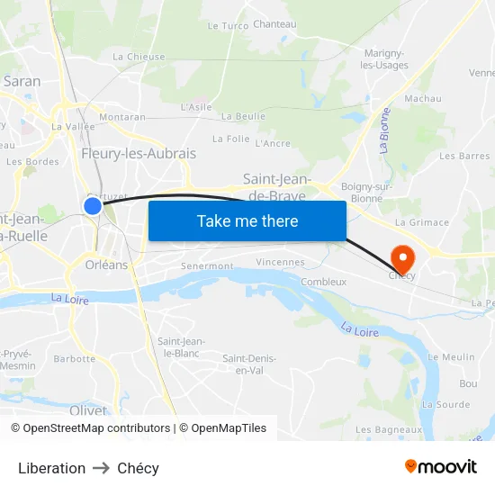 Libération-Interives to Chécy map
