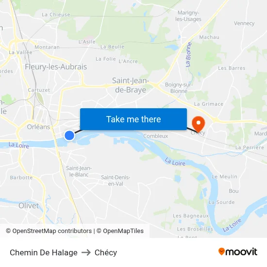 Chemin De Halage to Chécy map