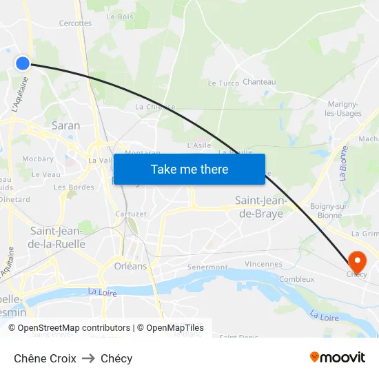 Chêne Croix to Chécy map