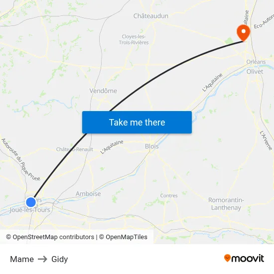 Mame to Gidy map