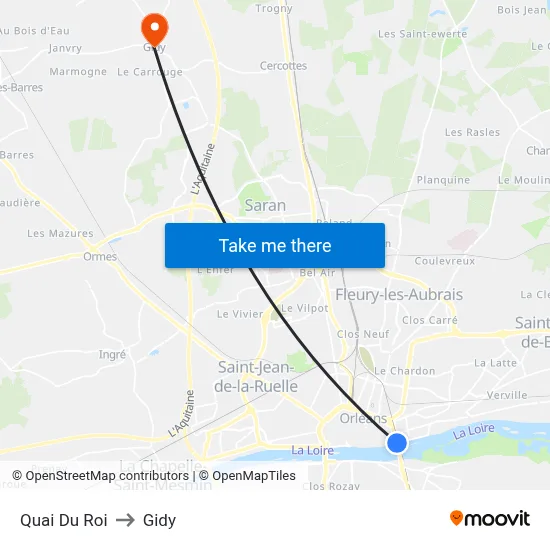 Quai Du Roi to Gidy map