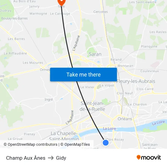 Champ Aux Ânes to Gidy map