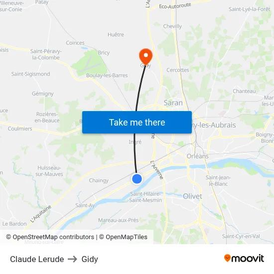 Claude Lerude to Gidy map