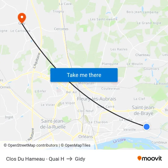 Clos Du Hameau - Quai H to Gidy map