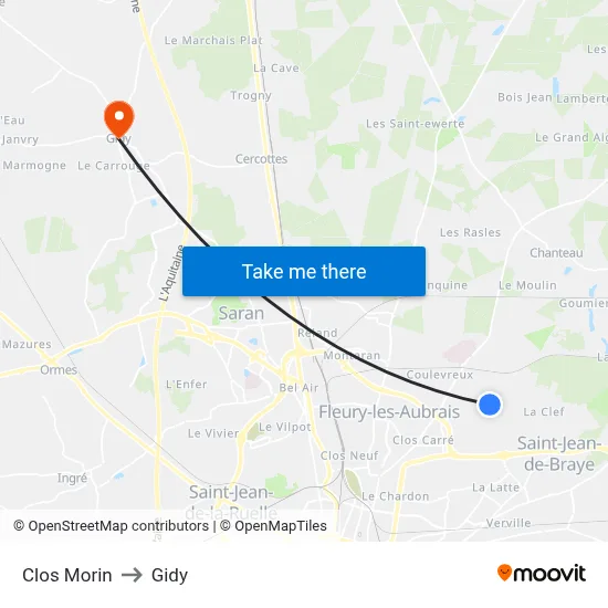 Clos Morin to Gidy map