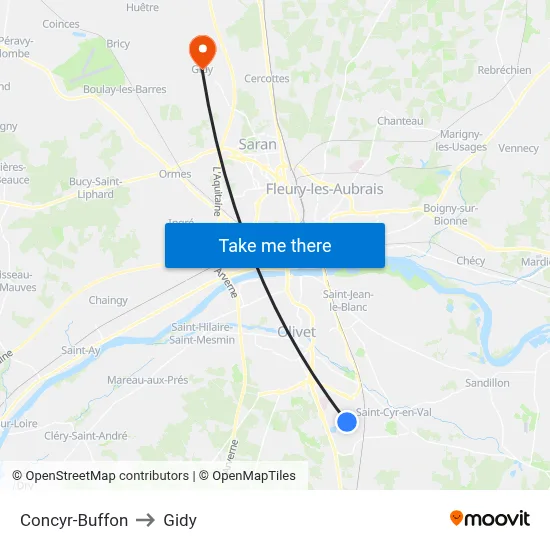 Concyr-Buffon to Gidy map