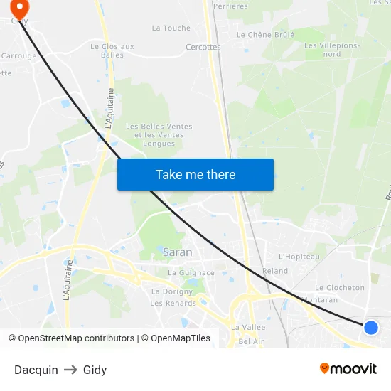 Dacquin to Gidy map