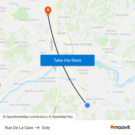 Rue De La Gare to Gidy map
