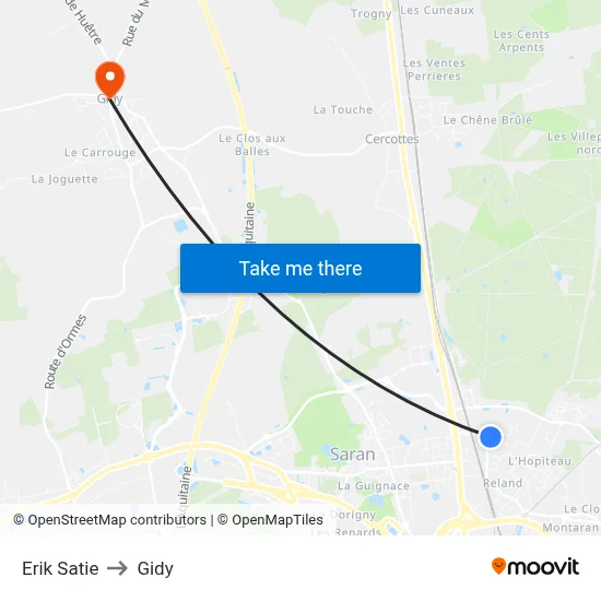 Erik Satie to Gidy map