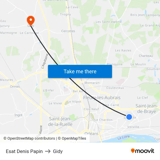 Esat Denis Papin to Gidy map