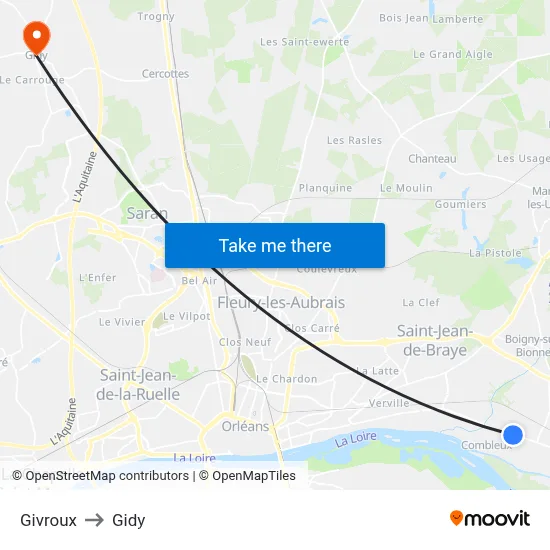 Givroux to Gidy map