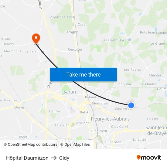 Hôpital Daumézon to Gidy map