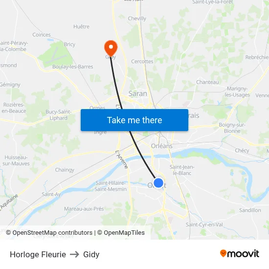 Horloge Fleurie to Gidy map